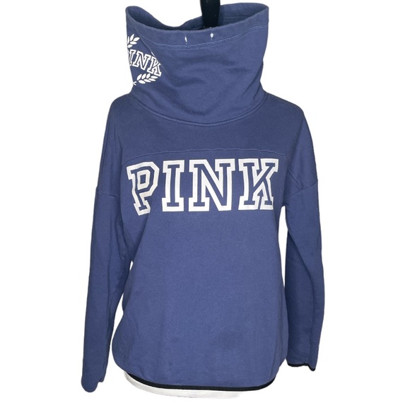 PINK Victoria's Secret Cowl Neck Pullover Sweatshirt Blue Size Small - Picture 1 of 7